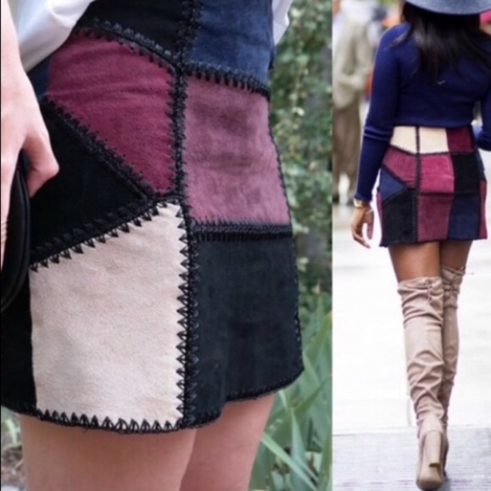Zara Suede Patchwork skirt NEW